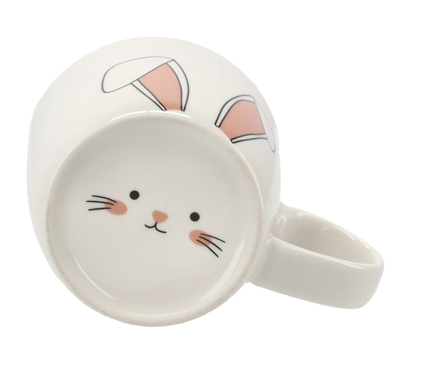 Hrnček porcelánový 270 ml uši zajíce s pusou na dně balení=12ks *7888