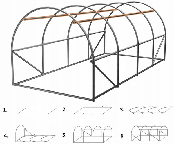 TUNEL FOLIOWY OGRODOWY 4 SEGMENTOWY ZIELONY NEW SOLUTION 4 x 2,5 x 2 M