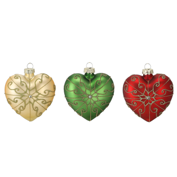 GLASS ORNAMENT HEART DIA 8CM