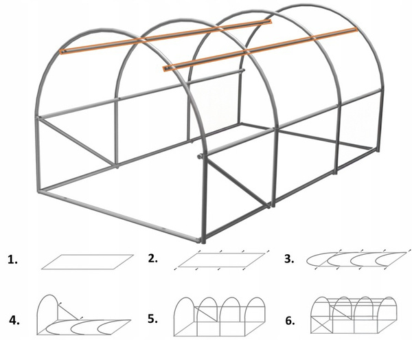 SERĂ DE GRĂDINĂ 3 SEGMENTE 3 x 2 x 2 M VERDE CU UȘI PE HINGE *3941