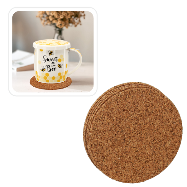 SADA 6 KORKOVÝCH PODLOŽEK 10CM KOLOVÝCH *6538