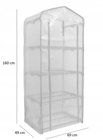 Garden Greenhouse with Four Shelves 69 X 49 X H160cm