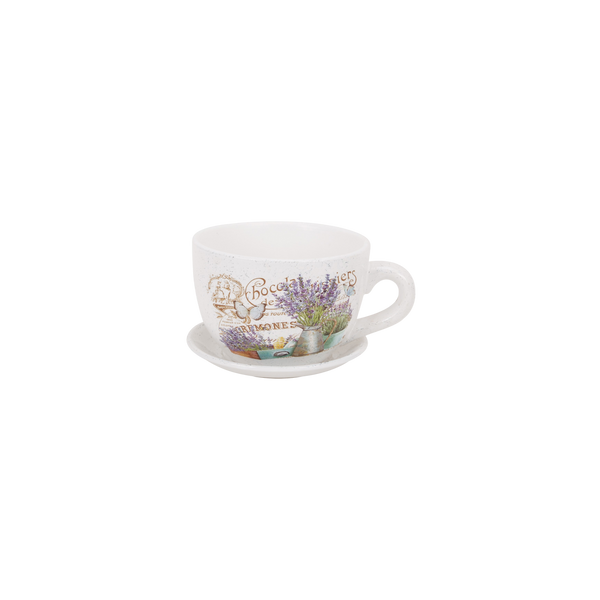 DONICZKA CERAMICZNA FILIŻANKA 19 x 15 x 11 CM BIAŁA MIX WZORÓW *5887