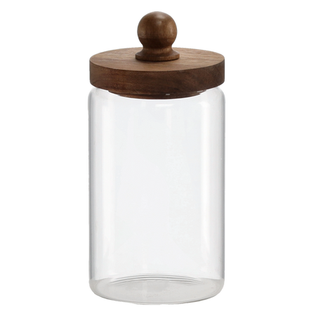 GLASS JAR 1L WITH WOODEN LID