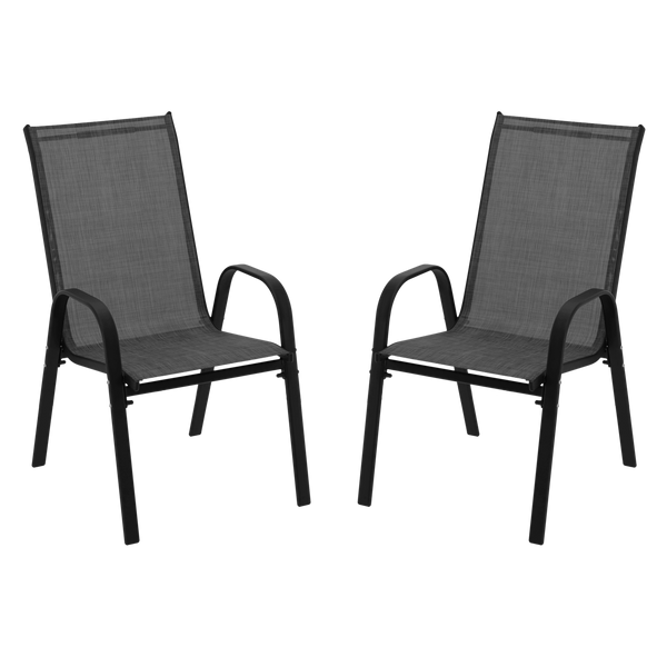 SADA 2 ZAHRADNÍCH ŽIDLÍ ČERNÝCH 54 x 72 x 96 *3685