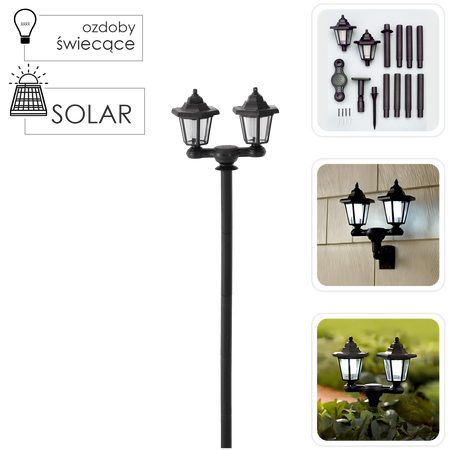 LAMPA SOLARNA 27,5 x 12,5 x 152 CM 3W1 LATARNIA/KINKIET LED ZIMNY BIAŁY *6131
