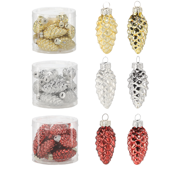 SET OF 16 CHRISTMAS TREE BAUBLES MIX COLORS 3 x 6 CM