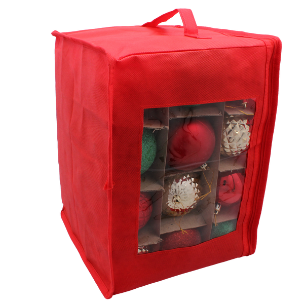 SET OF 36 CHRISTMAS BAUBLES RED, GOLD, SILVER 8 CM IN RED BAG