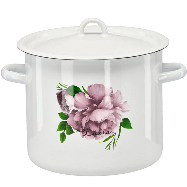 GARNEK EMALIOWANY 7 L 22 CM BIAŁY PIWONIA LAURA Z/P *2615