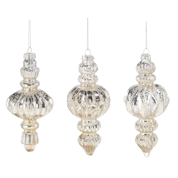 GLASS CHRISTMAS ORNAMENT - CHAMPAGNE COLOR MIX DESIGNS