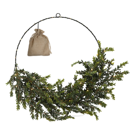 CHRISTMAS WREATH 45 CM WITH PINE LED pack=12pcs