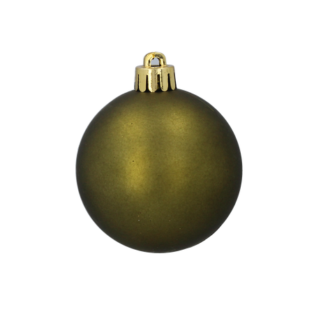 SET OF 12 BAUBLES 6 CM OLIVE/COPPER/GRAPHITE TUBE