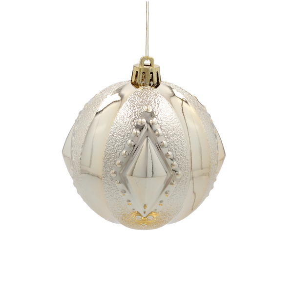 SET OF 12 ORNAMENTS 8 CM CHAMPAGNE/GRAY/WHITE