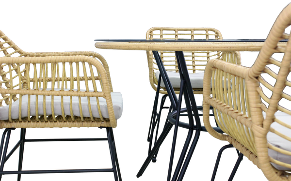 SET DE MOBILIER PENTRU GRĂDINĂ (MASĂ, 4 SCAUNE) - MARO, PERNITE - GRI *7503