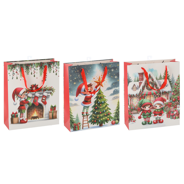CHRISTMAS GIFT BAG "CHRISTMAS ELF" 42 x 48 x 16 CM MIX DESIGNS