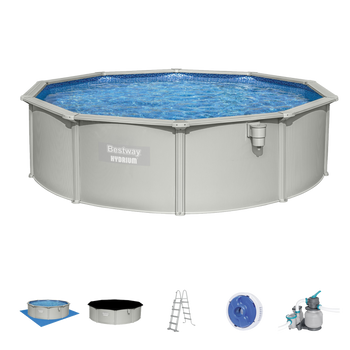 BASIN PANELAT 4,57 x 1,22 M (BAZINĂ, POMPĂ CU NISIP, SKIMMER, SCARĂ, PODEA, ACOPERIRE, DOZATOR) *1660