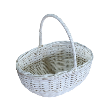 RATANOVÝ KOŠ 28 x 21 x 12/25 CM S UCHY - BÍLÝ *8833