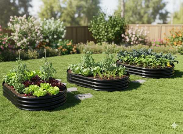 GRZĄDKA WARZYWNO-KWIATOWA 180 X 90 X 30 CM OWALNA ANTRACYT