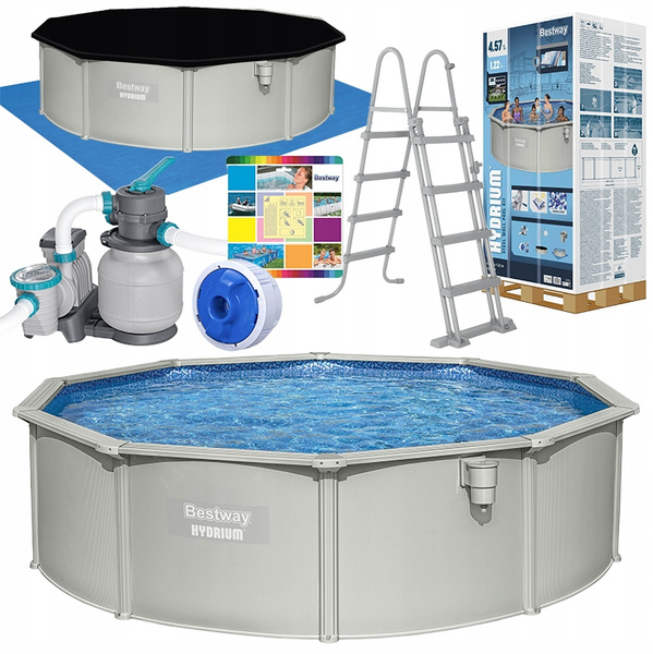 BASIN PANELAT 4,57 x 1,22 M (BAZINĂ, POMPĂ CU NISIP, SKIMMER, SCARĂ, PODEA, ACOPERIRE, DOZATOR)