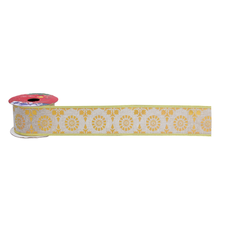 RIBBON DECORATIVĂ DE SĂRBĂTOARE 5 CM x 2,7 M AURIE MIX DE MODELE pachet=20buc *9805