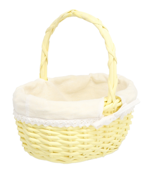 COS DIN RATTAN 27 x 21 x 12/28 CM CU MÂNER ȘI MATERIALE - GALBEN *6971