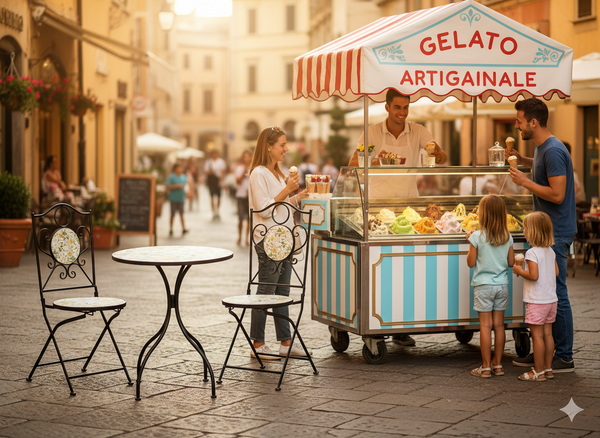 ZESTAW MEBLI OGRODOWYCH METALOWYCH MOZAIKA "ANTOS" STÓŁ + 2 KRZESŁA