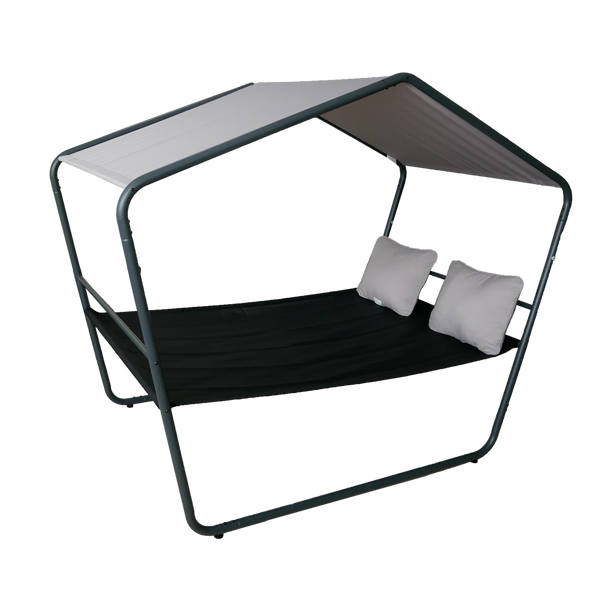 LEŻAK OGRODOWY PODWÓJNY Z ZADASZENIEM 233 x 136 x 191 CM