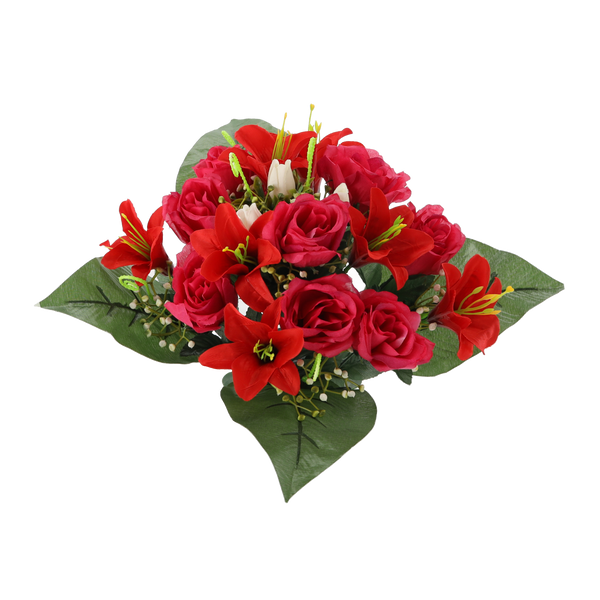 ARANJAMENT FLORAL ARTIFICIAL RĂNDURI ŞI LILIAC 25 x 27 x 27 CM MIX DE CULORI ambalaj=12 buc *2959