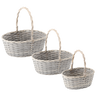 ZESTAW 3 KOSZYKÓW RATTANOWYCH Z RĄCZKĄ – CIEMNY SZARY