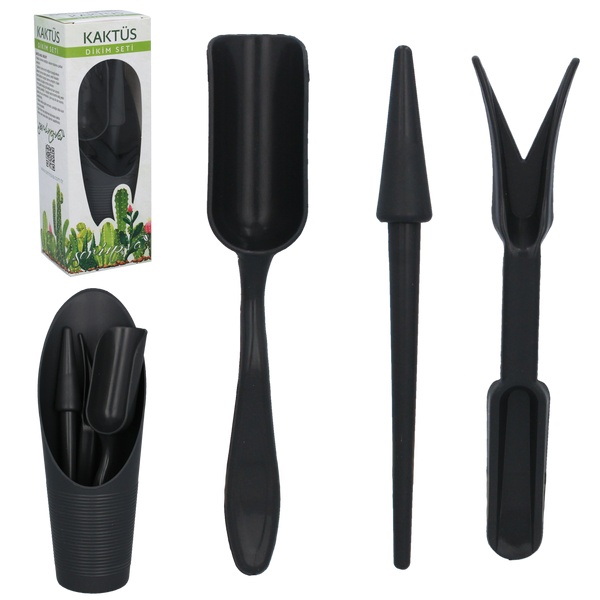 SET OF TOOLS FOR SUCCULENTS, MINIATURE PLANTS ANTHRACITE