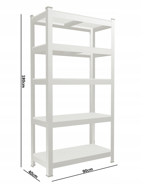 REGAŁ 5-POZIOMOWY 180 x 90 x 40 CM CZARNY UDŹWIG PÓŁKI: 175 KG *7392