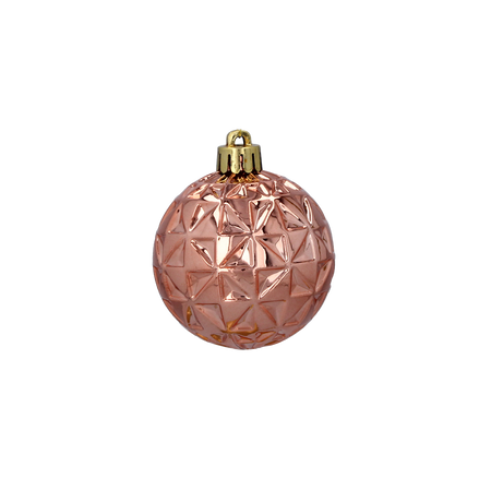 SET OF 6 BAUBLES 6 CM OLIVE/COPPER/GRAPHITE MIX DESIGNS