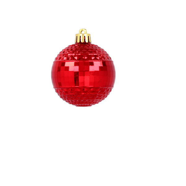 SET OF 6 BAUBLES 6 CM RED/GOLD/SILVER (TUBE)