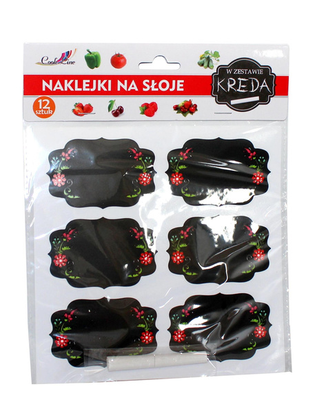 SADA 12 NÁLEPEK NA SKLENICI 6 x 3,8 CM + KŘÍDA BALENIE=10KPL *2912