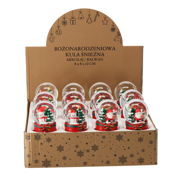 CHRISTMAS SNOWGLOBE - SANTA / SNOWMAN 8 x 12 CM disp=12pcs *5669