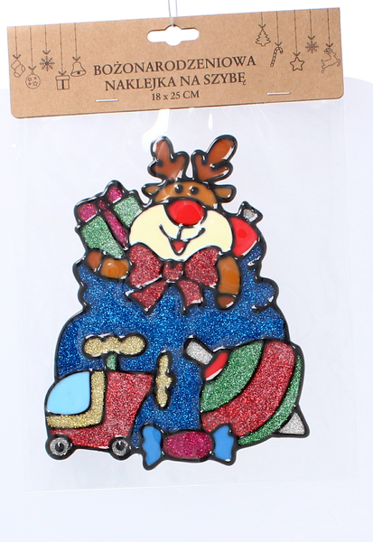 BOŻONARODZENIOWA NAKLEJKA NA SZYBĘ 18 x 25 CM MIX 6 WZORÓW opak=12szt *1894