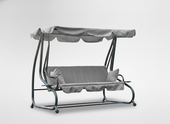 HUŚTAWKA OGRODOWA 210 x 120 x 170 cm SZARA Z FUNKCJĄ LEŻANKI