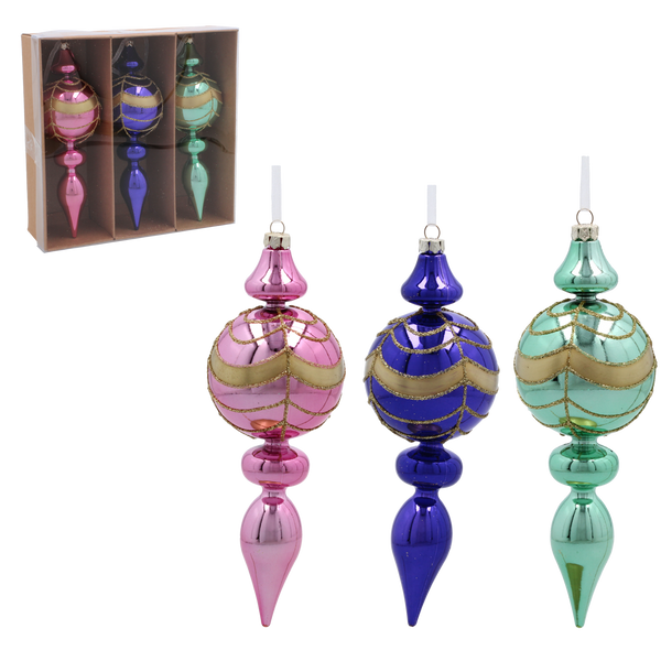SET OF 3 CHRISTMAS TREE ORNAMENTS - STARPOINTS MIX OF COLORS 17CM pack=12 sets