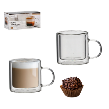 SET DE 2 CĂNI TERMICE CU PERETE DUBLAT DE 215 ML *9821