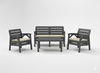 ZESTAW MEBLI OGRODOWYCH ANTRACYTOWYCH "SANTANA" (2x FOTEL, ŁAWKA 2os.)