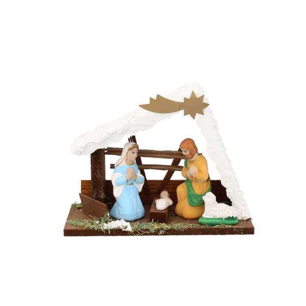 SMALL NATIVITY SCENE SNOWED