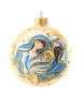 GOLD GLASS CHRISTMAS BAUBLE 8 CM HOLY FAMILY