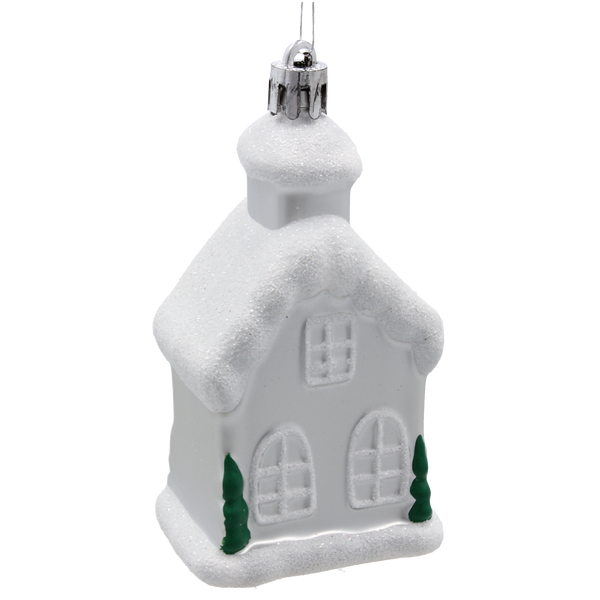 SET OF 3 CHRISTMAS TREE ORNAMENTS - HOUSE 9 CM pack=12 sets