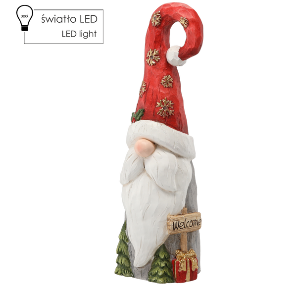 FIGURINA CRĂCIUNULUI - GNOM ÎN PĂLĂRIE DE MOȘ CRĂCIUN 22 X 21 X 66 CM LED *0851