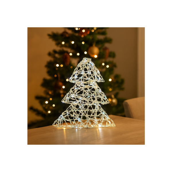 Vianočná ozdoba - LED stromček 30 cm irizujúci *6352