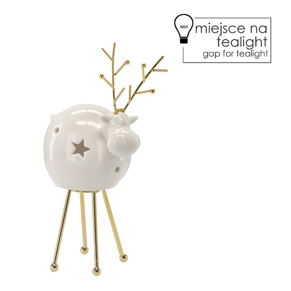 FIGURKA BOŻONAR.- RENIFER STÂND PE TEALIGHT 22,3 CM pachet=2buc *1276