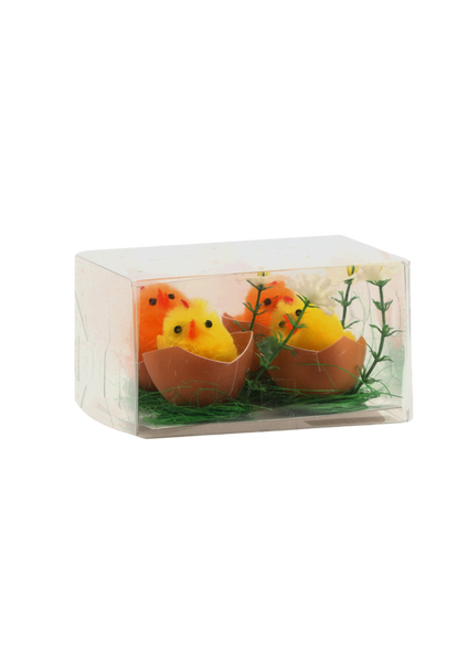 KPL. 4 DECORAȚIUNI DE PAȘTE - PUI ÎN COAJĂ 9,5 x 7 x 5,5 CM MIX DE CULORI *9373