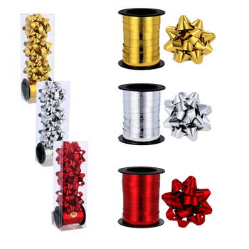 GIFT WRAP SET - RIBBON 20M + BOWS 6 CM PACK = 96 PCS