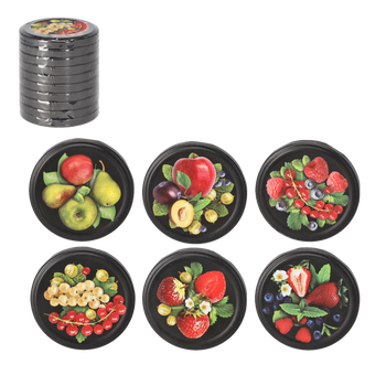 SET OF 10 LIDS DIA 82 FRUIT MIX BLACK MATT