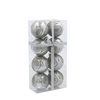 Set de 8 globuri de Crăciun argintii, 6 cm, mix de modele *5775